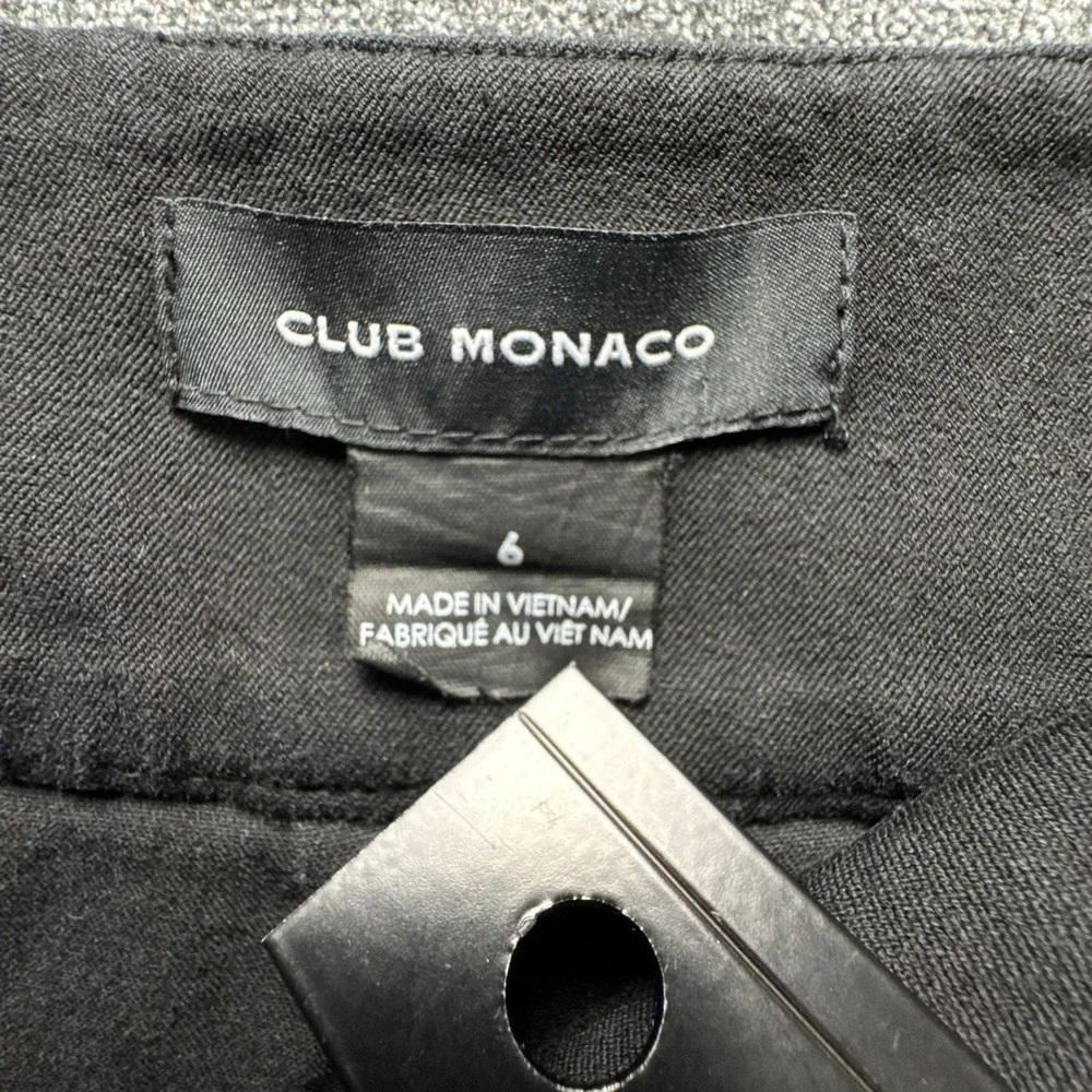 Club Monaco Tailored Pleated Shorts Womens 6 Black Cotton Blend Stretch Back Zip